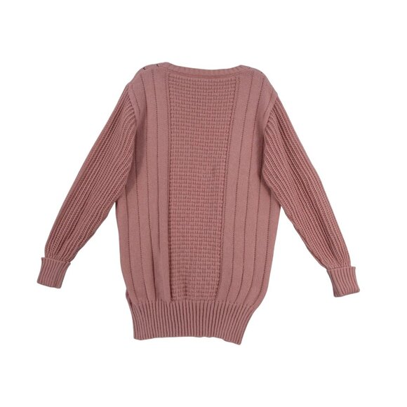 Pink Cable Knit Sweater Size - XXL 100% Polyester Crew Neck Long Sleeve - Picture 7 of 9